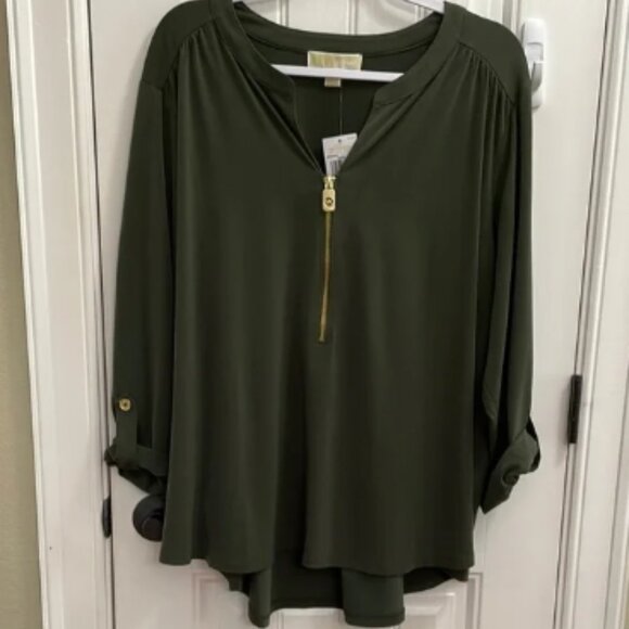 MICHAEL Michael Kors Green Cuffed Sleeve Tunic - Picture 1 of 5
